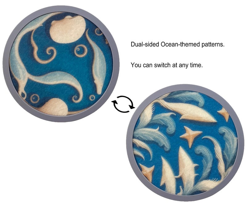 MECOWON Absorbent Coasters for Drinks with Holder - 6packs  Silicone Coasters with Soft Felt Insert (4.3 inch Coasters with 4.5 inch Holder  Dual-Sided Ocean -Themed Patterns) - Image 2