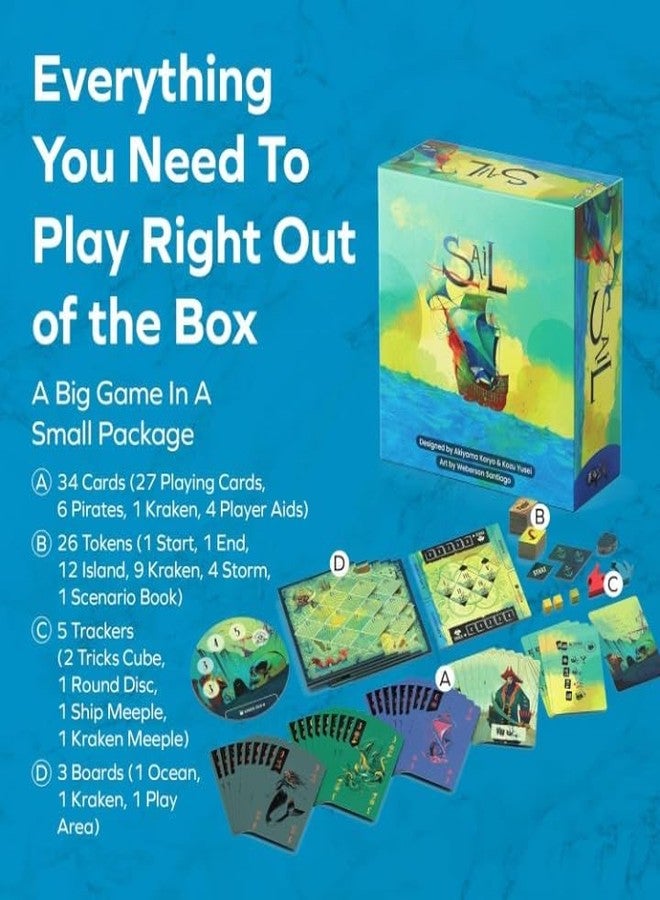 LEROKAS Sail Cooperative Strategy 2 Player Board Game for Adults and Family - Unique Trick Taking Card Game - Communication Limits and Challenging Scenarios in Small, Travel Size Box (5" x 5" x 2") - Image 5