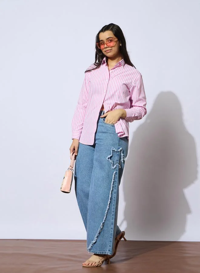 Sassafras Girls Blue Distressed Straight Fit Jeans