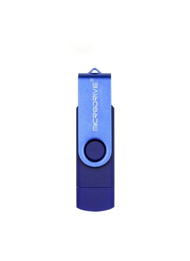BURAQ - MicroDrive 64GB USB 2.0 Phone and Computer Dual-use Rotary OTG Metal U Disk (Blue) - Image 1