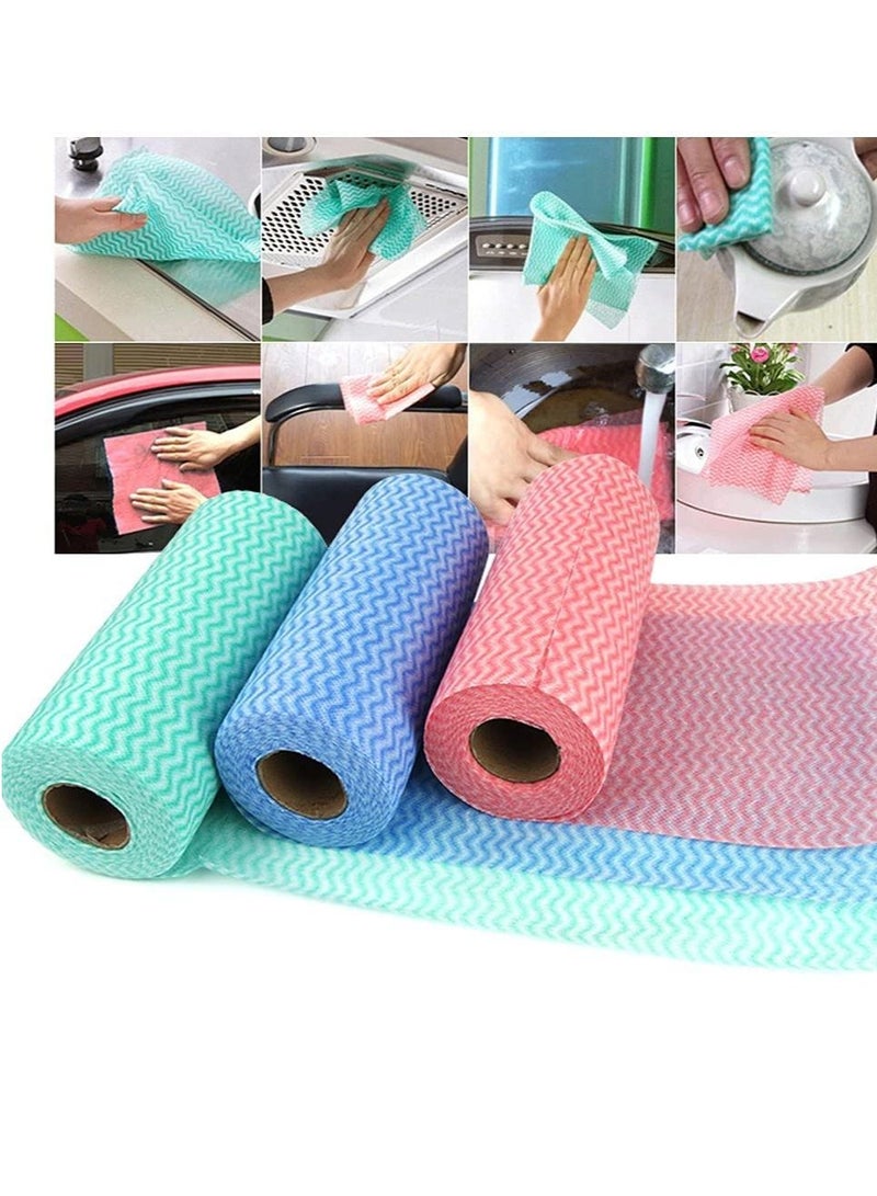 مارخور Pack of 4 50Pcs Roll Environment Friendly Disposable Cloth Kitchen Cleaning Non-Woven Fabric Dish Towel Cloth Kitchen Cleaning - Image 2