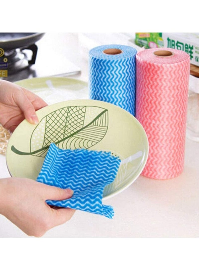 مارخور Pack of 4 50Pcs Roll Environment Friendly Disposable Cloth Kitchen Cleaning Non-Woven Fabric Dish Towel Cloth Kitchen Cleaning - Image 3