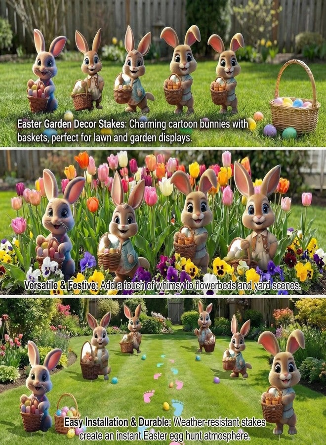 sewrung 6 PCS Easter Bunny Decorations Outdoor - Easter Bunny Signs - Easter Bunny Yard Decorations Outdoor with Stakes - Bunny Garden Sign Spring Home Decor Waterproof Lawn Signs… - Image 5