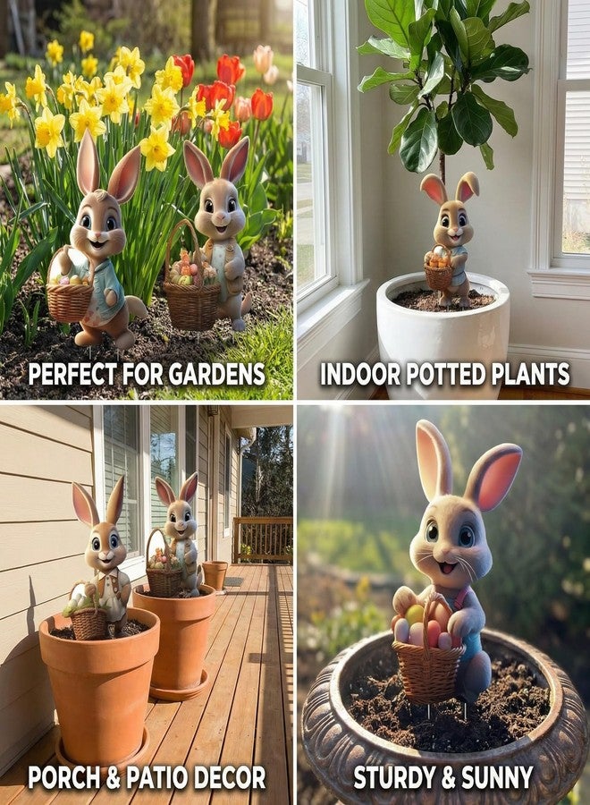 sewrung 6 PCS Easter Bunny Decorations Outdoor - Easter Bunny Signs - Easter Bunny Yard Decorations Outdoor with Stakes - Bunny Garden Sign Spring Home Decor Waterproof Lawn Signs… - Image 4
