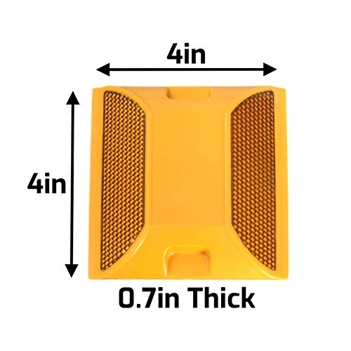Merhoff Larkin Road Reflectors Pack of 10 | 4 by 4 inch Street Pavement & Asphalt Stud Markers | Great Reflecting for Speed Bumps, Sidewalks, Pedestrian Crossings, Freeways & Driveways | Industrial Grade (Yellow) … - Image 3