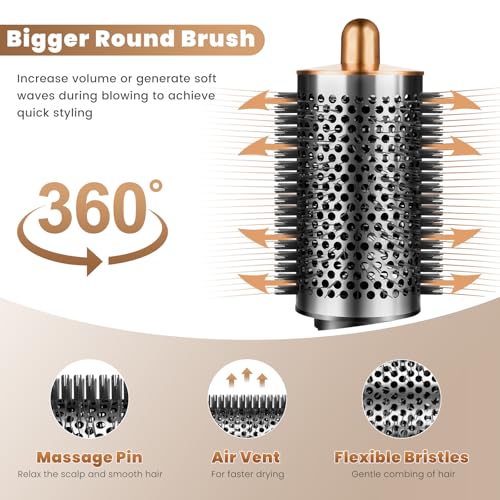 Liopif Large Volumizing Round Brush for Dyson Airwrap Styler Attachment,Upgraded Larger Round Brush Tool and Hair Style Replacement for Airwrap Accessories (Nickel/Copper) - Image 5