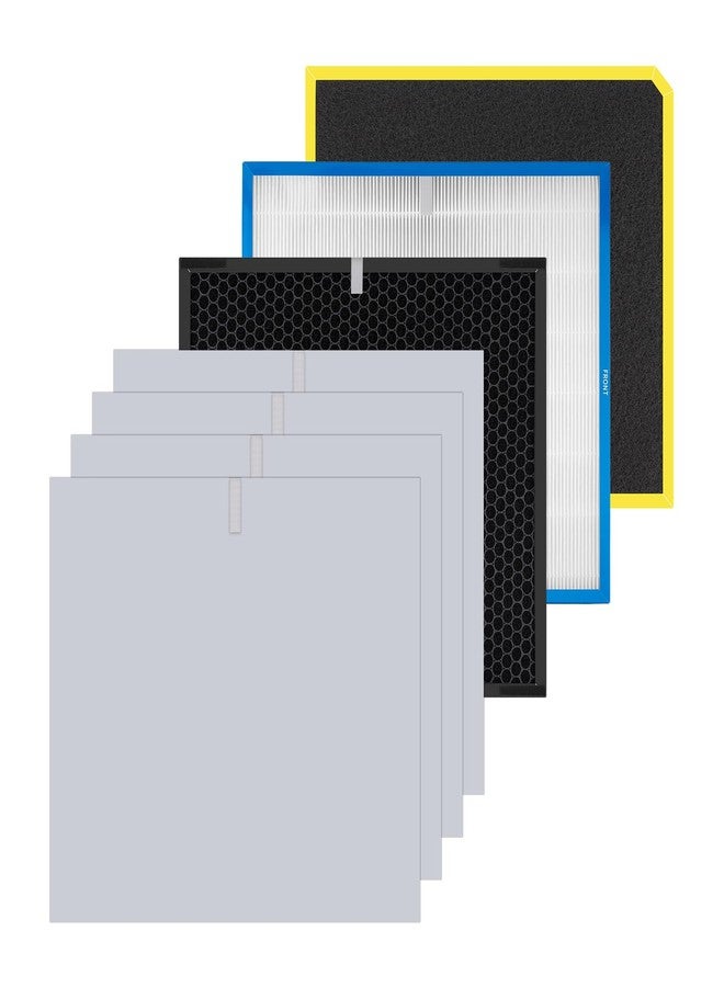 BRUVISH Minus A3 Replacement Filter Kit for Rabbit Air MinusA3 Air Purifier A3 SPA-1000N, H13 True HEPA, 4 Stage Filtration, Odor Remover Filter *1, HEPA Filter *1, Activated Carbon Filter *1, Pre Filters *4 - Image 1