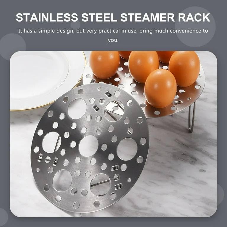Arkriza® 1 Pc's Stainless Steel Steamer Rack for Instant Pot Trivet Egg Steam Rack Stand Cooking Food Holder Steaming Basket Rack for Pressure Cooker, Heatproof Stackable 7 Holes Stand Egg Box (Pack of 1) - Image 2