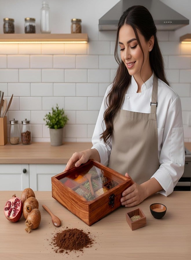 SNOWGREEN EXPORT صندوق فواكه مجففة خشبي من سنو جرين إكسبورت، مزود بأربعة أوعية من الفولاذ المقاوم للصدأ، مصنوع من خشب الشيشام البني مع تطعيمات نحاسية، حجم متوسط، منظم تخزين مصنوع يدويًا - Image 2