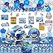 Mpanwen Shark Party Supplies 216Pcs Shark Themed Birthday Party Decorations Decor Banner Paper Glasses Balloons Cake Toppers Plates Tablecloth Hanging Swirls Wall Signs Serves 16 Guests - Image 2