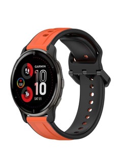 Replacement Strap For Garmin Venu 2 Plus 20mm Convex Loop Two-Color Silicone Watch Band Orange+Black