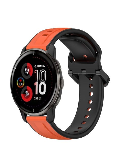 Replacement Strap For Garmin Venu 2 Plus 20mm Convex Loop Two-Color Silicone Watch Band Orange+Black