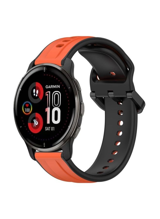 Generic - Replacement Strap For Garmin Venu 2 Plus 20mm Convex Loop Two-Color Silicone Watch Band Orange+Black - Image 1