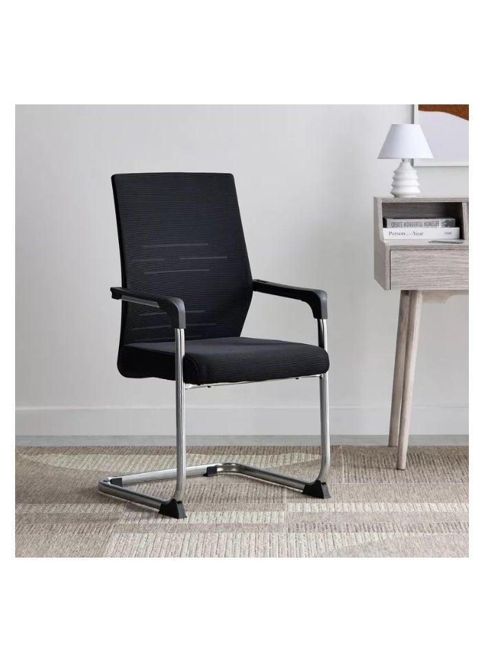 SMART HOME Ergonomic office chair set of 5, fixed computer chair, meeting chair, visitor training and conference chair, polyurethane padded mesh office chair  - Image 3