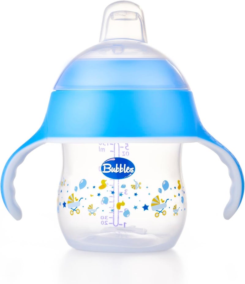 Bubbles BPA-Free Baby Training Cup 150ml, Leak-Proof, Soft Spout, Hygienic and Easy to Hold, Food-Grade Safe for Toddlers (5 oz) (Blue)