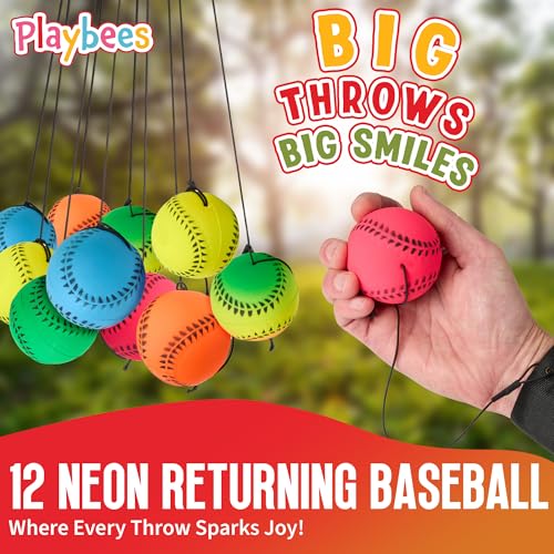 Playbees Wrist Baseballs Neon Reactive 12 Pack Practice Sports Balls for Fun Outdoor Activity for Kids Spring Training Party Favor Baseball Season Gift Sports Team Party Bag Filler - Image 5