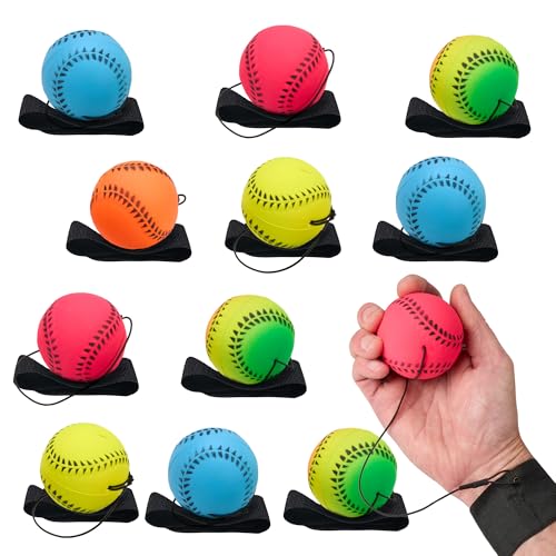 Playbees Wrist Baseballs Neon Reactive 12 Pack Practice Sports Balls for Fun Outdoor Activity for Kids Spring Training Party Favor Baseball Season Gift Sports Team Party Bag Filler - Image 1