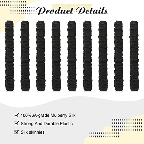 Chuangdi 9 Pieces Thanksgiving and Christmas Gifts Silk Scrunchies for Long Hair Silk Hair Ties Scrunchies for Women Girls Elastic Ponytail Holders with Gift Box(Classic Style,Black) - Image 4