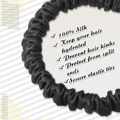 Chuangdi 9 Pieces Thanksgiving and Christmas Gifts Silk Scrunchies for Long Hair Silk Hair Ties Scrunchies for Women Girls Elastic Ponytail Holders with Gift Box(Classic Style,Black) - Image 2