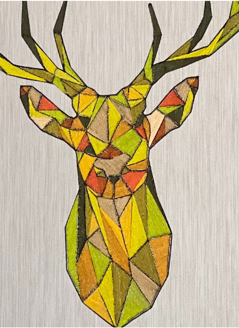 Boomah Accessories - Hand Made Wall Art Deer Multi color Silk string hand made work with Frame 62cm x 62cm - Image 1