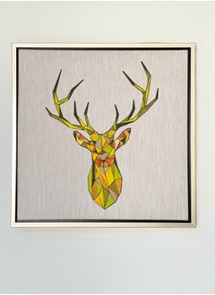 Hand Made Wall Art Deer Multi color Silk string hand made work with Frame 62cm x 62cm