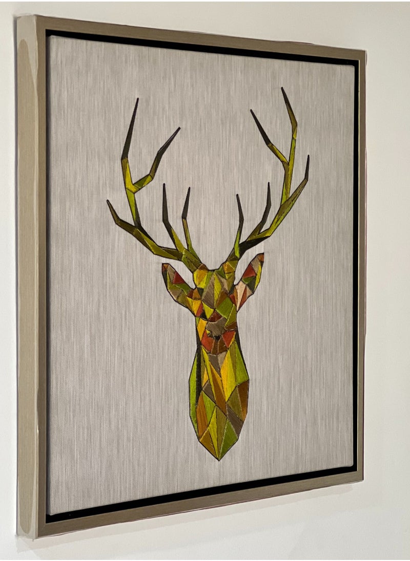 Boomah Accessories - Hand Made Wall Art Deer Multi color Silk string hand made work with Frame 62cm x 62cm - Image 1