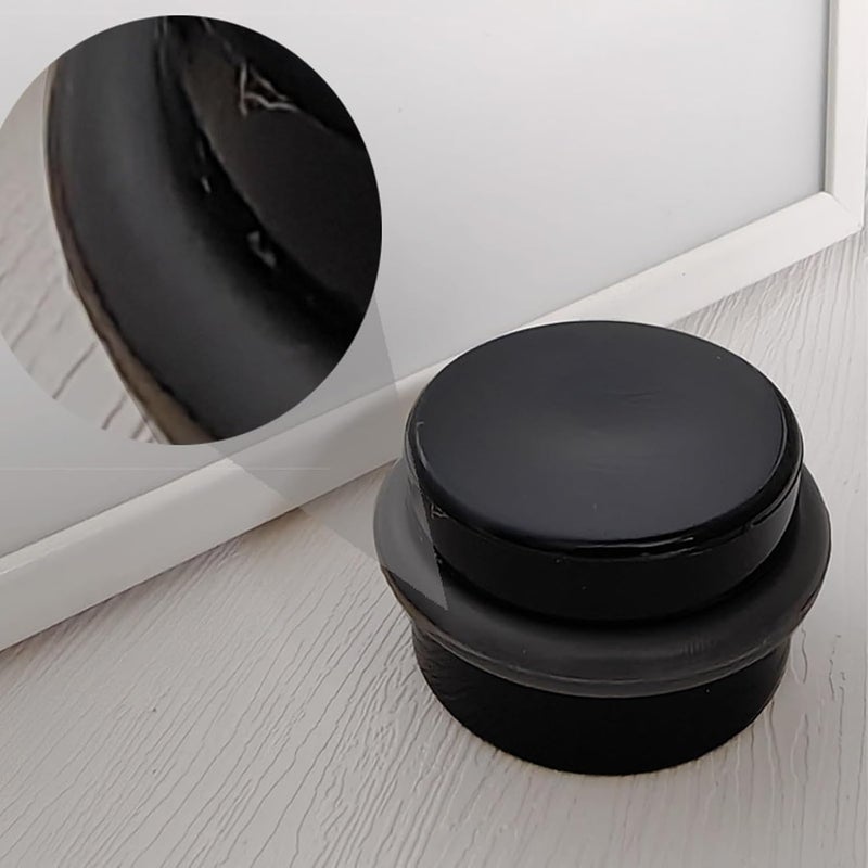 كلاراكو سدادة باب أسطوانية مكونة من 4 قطع، مانعة دائرية بلاستيكية صامتة سوداء، 4 قطع، حامل عرض أنيق، حامل ملصقات، سدادات أبواب لإضفاء لمسة جمالية جذابة - Image 3