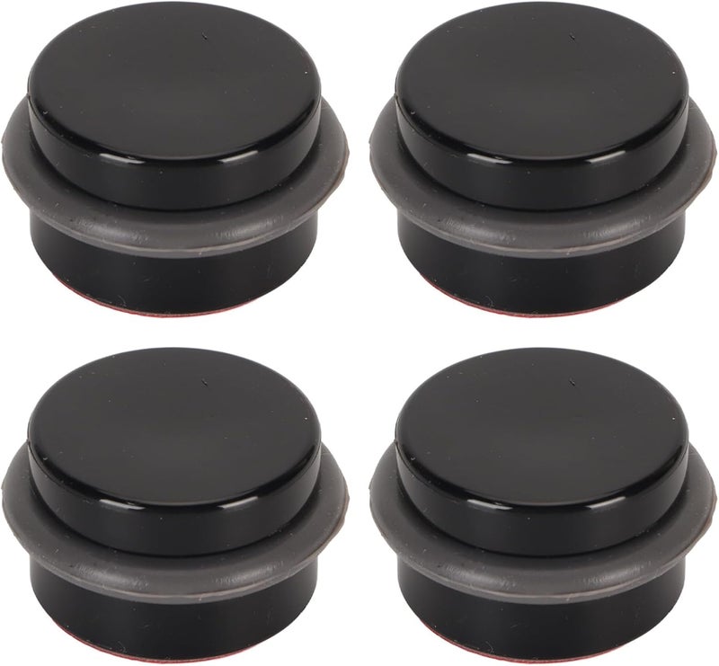 كلاراكو سدادة باب أسطوانية مكونة من 4 قطع، مانعة دائرية بلاستيكية صامتة سوداء، 4 قطع، حامل عرض أنيق، حامل ملصقات، سدادات أبواب لإضفاء لمسة جمالية جذابة - Image 1