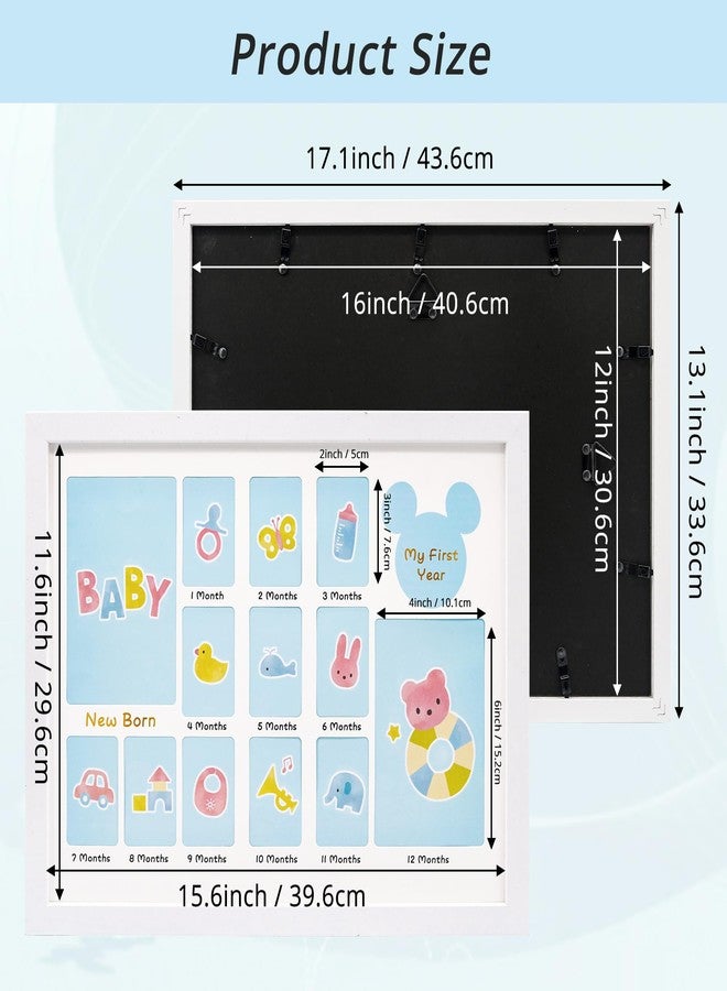 Hodeframe My First Year 12 Month Picture Frame,Baby Keepsake Photo Frame with Double Mat，13x17 Collage Frame Wall Hanging for Nursery Decor 14 Photo Inserts,New Mom Gift,White - Image 5