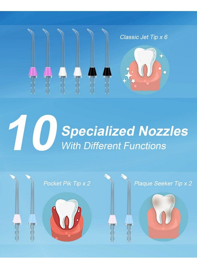 MySmile 10 Pcs Replacement Jet Tips Oral Irrigator Nozzle Set Compatible With Waterpik Water Flosser, Includes Classic Tips Periodontal Pocket Tips And Plaque Seeker Tips - Image 2