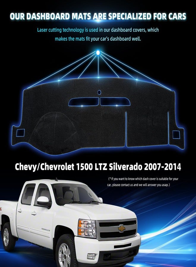 VAFMOLEI Dashboard Dash Cover Mat for 2007-2013 Chevy Chevrolet Silverado 1500 2500 3500 LTZ Polyester Custom Fit Silverado Dash Cover with Two Glove Boxes Black Trim (Silverado 2007-2013, Black, LTZ) - Image 5