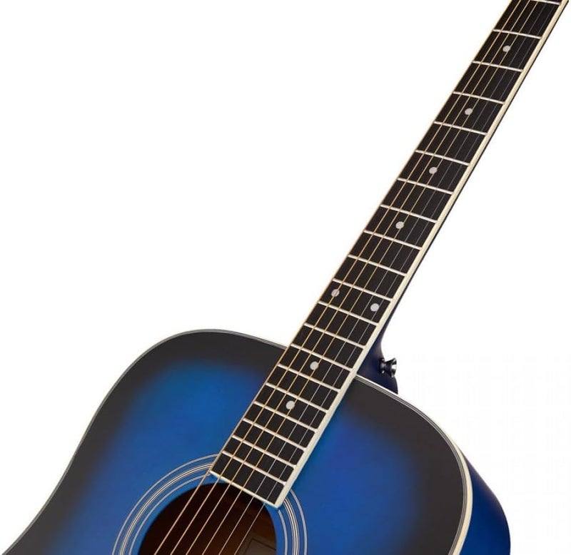 SX Dreadnought Acoustic Guitar - Gloss Blue Sunburst - Image 2