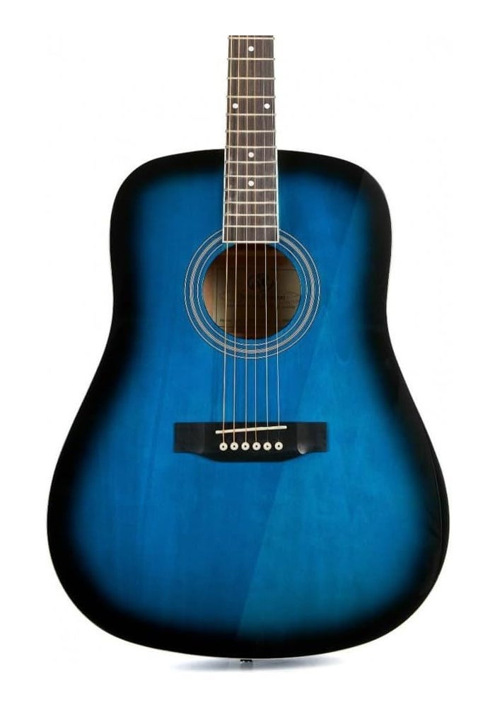 SX Dreadnought Acoustic Guitar - Gloss Blue Sunburst - Image 1