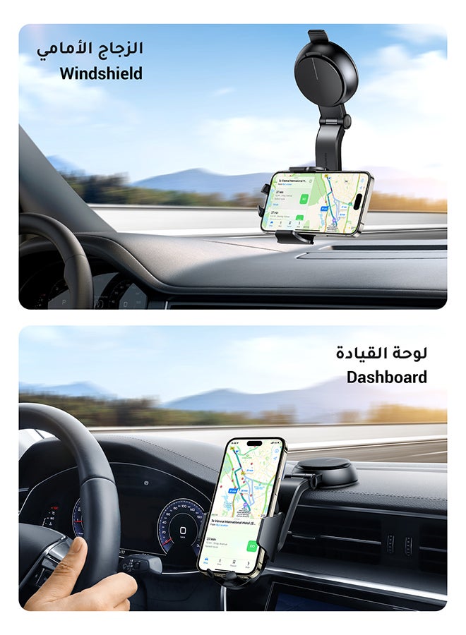 يو جرين حامل هاتف للسيارة على لوحة القيادة / الزجاج الأمامي، ستاند جوال سياره قابل للدوران 360 درجة لسلسلة آيفون 12/13/14، سلسلة سامسونج جالكسيS23/S22، هواوي، ون بلس، شاومي، موتورولا وجميع الهواتف مقاس 4.7-7.2 بوصة - Image 3