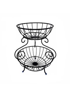 sulfar Heavy Mild Steel 2 Tier Fruit & Vegetable Basket For Dining Table, Kitchen Countertop 9 liter (Black)  - Image 1