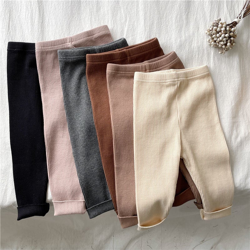 Spring Children'S Stretch Slim-Fit Leggings For Boys And Girls Pit-Strip Baby Black All-Match Leggings For Winter Fleece-Lined - Image 3