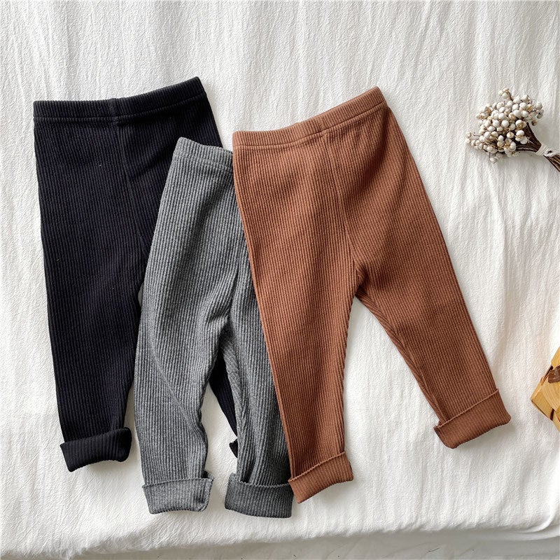 Spring Children'S Stretch Slim-Fit Leggings For Boys And Girls Pit-Strip Baby Black All-Match Leggings For Winter Fleece-Lined - Image 2