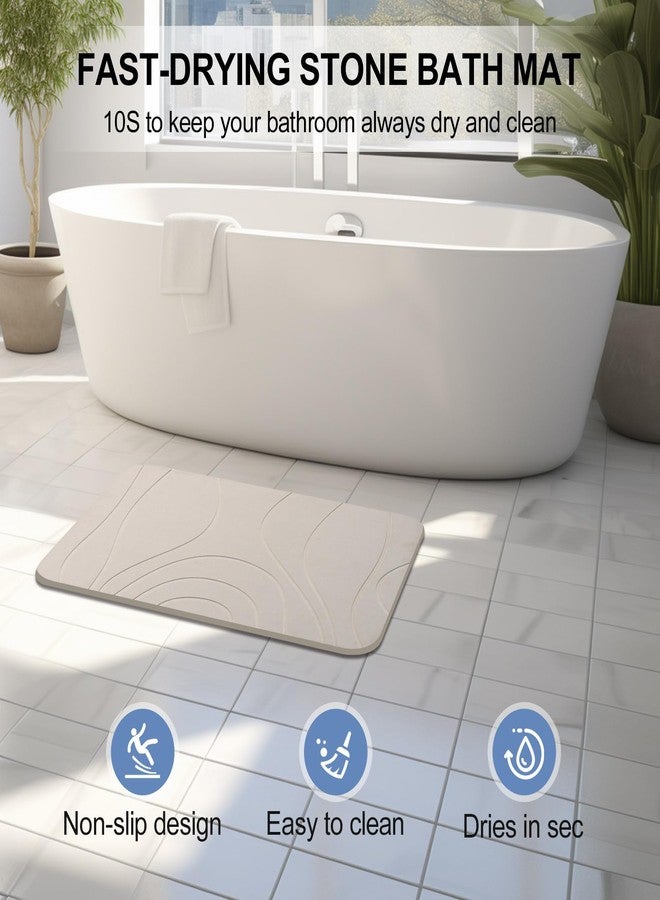 HUMIGA Stone Bath Mat, 2 Pack Diatomaceous Earth Shower Mat, Non-Slip Super Absorbent Quick Drying Bathroom Floor Mat, 24x15, Greyish White - Image 2