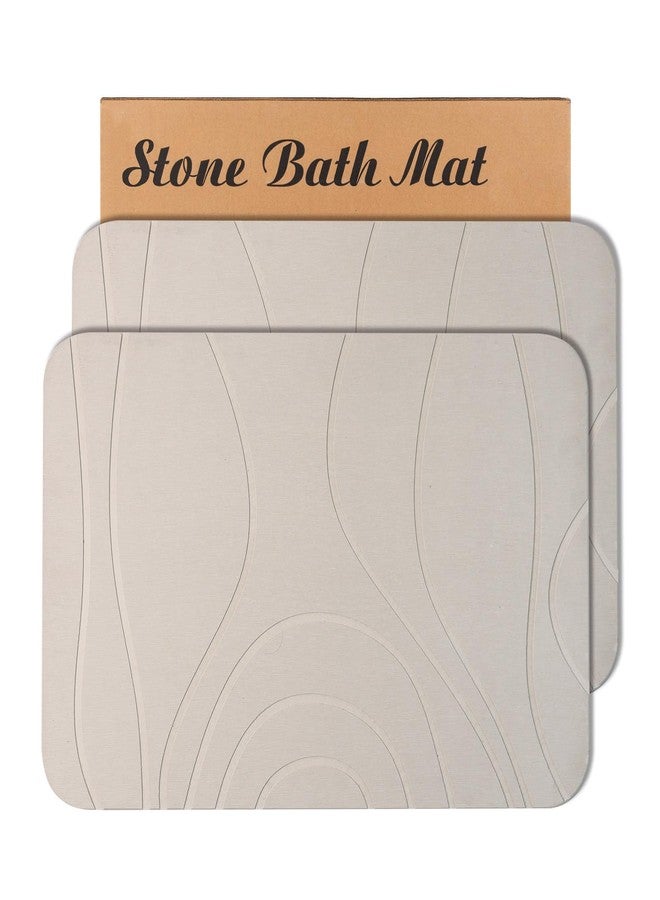 HUMIGA Stone Bath Mat, 2 Pack Diatomaceous Earth Shower Mat, Non-Slip Super Absorbent Quick Drying Bathroom Floor Mat, 24x15, Greyish White - Image 1
