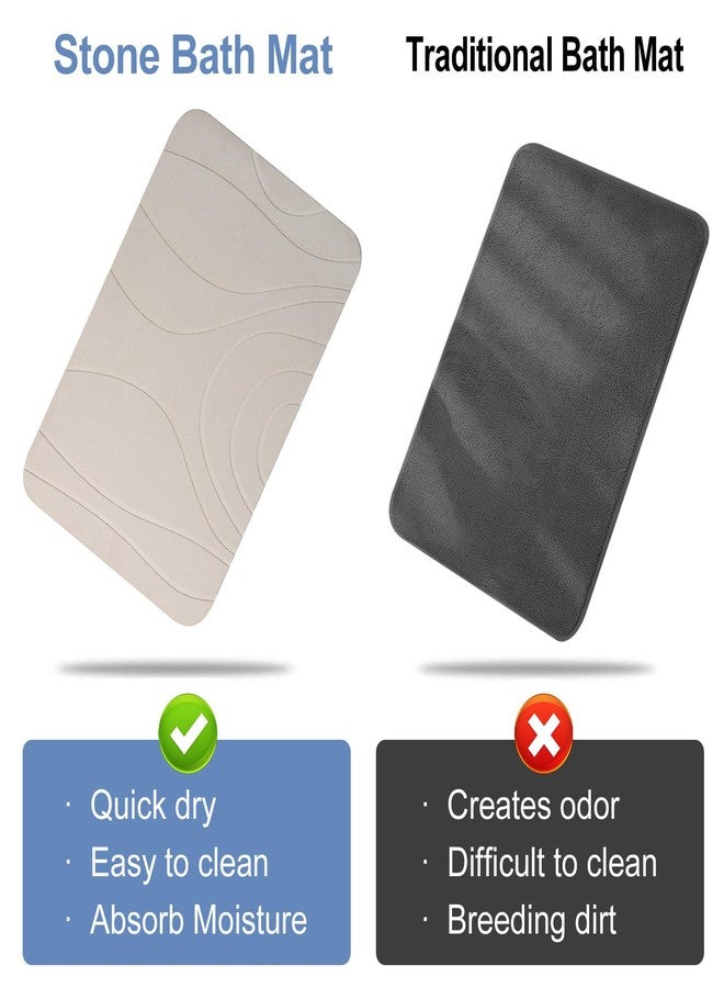 HUMIGA Stone Bath Mat, 2 Pack Diatomaceous Earth Shower Mat, Non-Slip Super Absorbent Quick Drying Bathroom Floor Mat, 24x15, Greyish White - Image 5