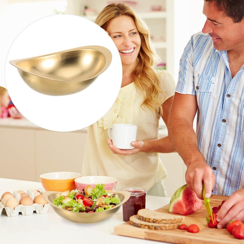 PIPULSE Stainless Steel Serving Cooking Golden Snack Salad Bowl & Seasoning Bowl Ingot bplate Starter Bowl Bars Design Multi-Function Metal Soup Noodles Salad Kitchen Korean comercial Dessert Snack - Image 5