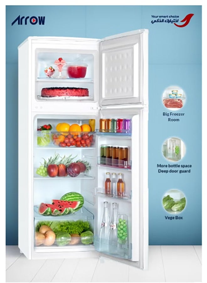 Arrow 206 liters Double Door Refrigerator, 7.2 Cubic Feet, Defrost Refrigerator, White color, Energy Saving ,Inside LED lighting | RO2-320L  - Image 4