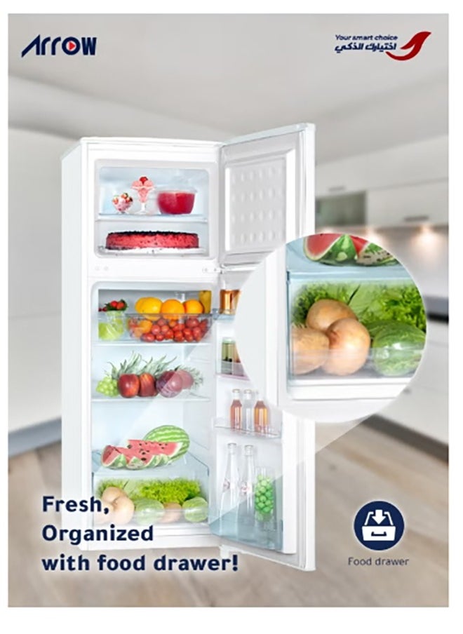 Arrow 206 liters Double Door Refrigerator, 7.2 Cubic Feet, Defrost Refrigerator, White color, Energy Saving ,Inside LED lighting | RO2-320L  - Image 5