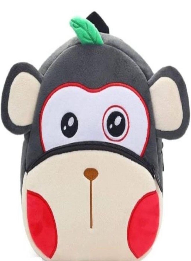 Storescent Kids Velvet School Bag Plush Backpack Baby Girl Preschool Bags Ideal for Baby Boy & Girl Picnic Bags (2-5 Years) (Monkey) - Image 1