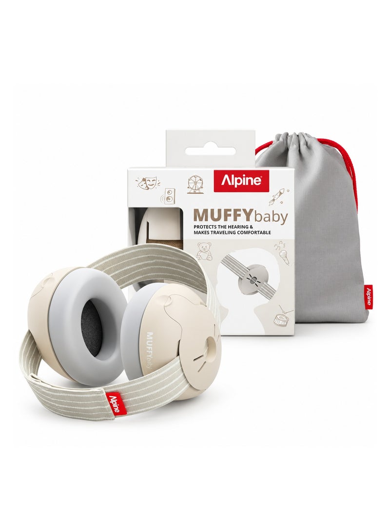 Alpine Muffy Baby Ear Defender for Toddlers up to 48 Months - Noise Reduction Earmuffs - Sand - Image 1