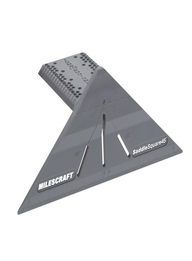 مايلكرافت Milescraft 8415 Saddle Square 45 Compact Layout Square for Woodworking - 45/45 and 45/90 Degree Miter Saddle Carpenter Square Angle Tool Multifunction Scriber أدوات النجارة - Image 1