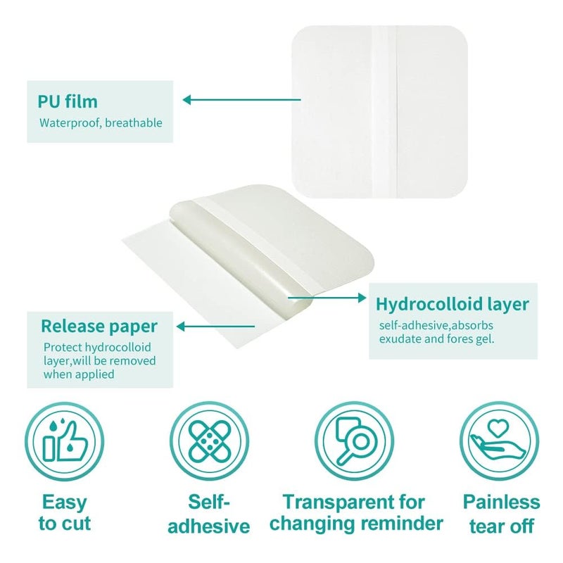 Dimora Hydrocolloid Dressing 4 x 4 for Wound Care 10 Pack Large Patch Bandages with SelfAdhesive for BedsorDimora Silicone Foam Dressing Without Border - Image 4