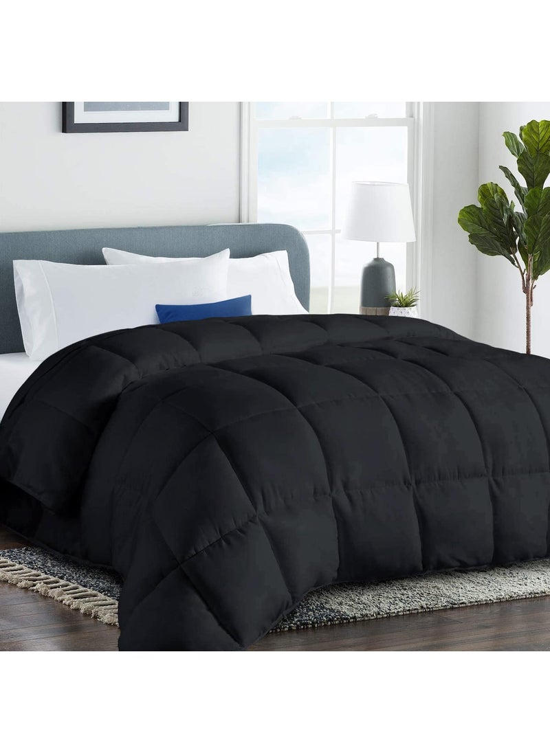 COHOME COHOME 2200 Series Queen Size Down Alternative Comforter Quilted Duvet Insert with Corner Tabs  All Season Reversible Luxury Hotel Bedding Comforter  Reversible  Black 