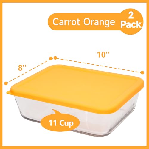 LUVCOSY 11 Cup Rectangle Silicone Storage Cover Lids Replacement for Anchor Hocking Glass Bowls (Container not Included) 2 Pack, Microwave, Dishwasher and Freezer Safe - Image 2