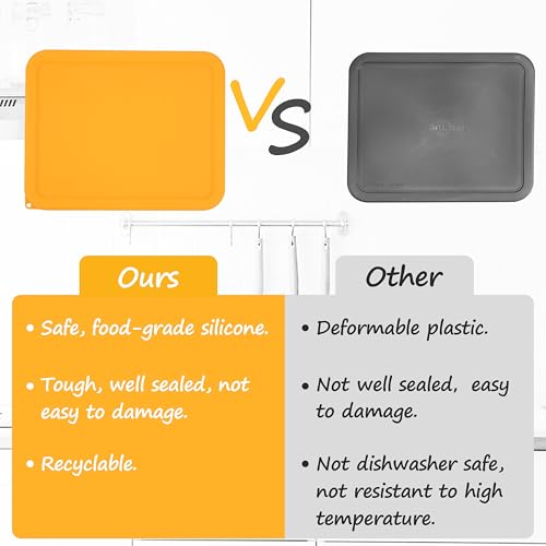 LUVCOSY 11 Cup Rectangle Silicone Storage Cover Lids Replacement for Anchor Hocking Glass Bowls (Container not Included) 2 Pack, Microwave, Dishwasher and Freezer Safe - Image 4